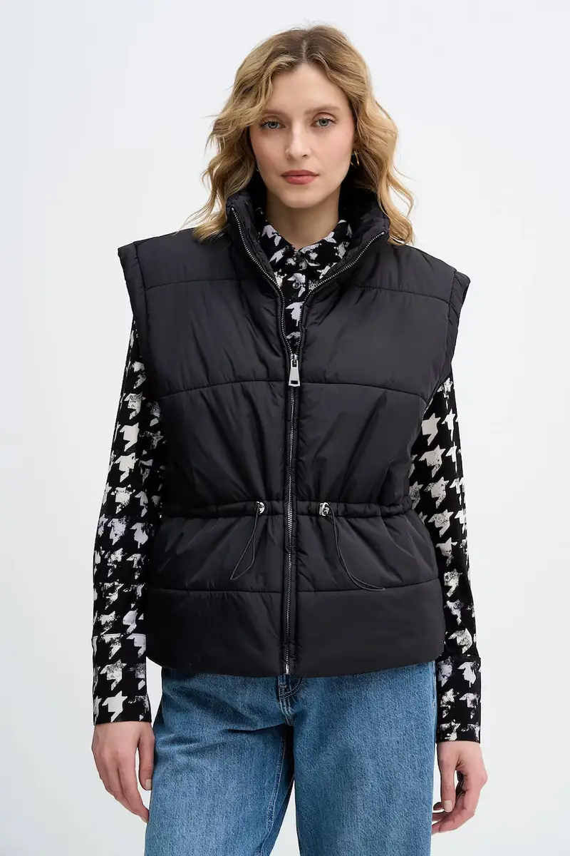 Sisley Smanicato nero donna in tessuto tecnico