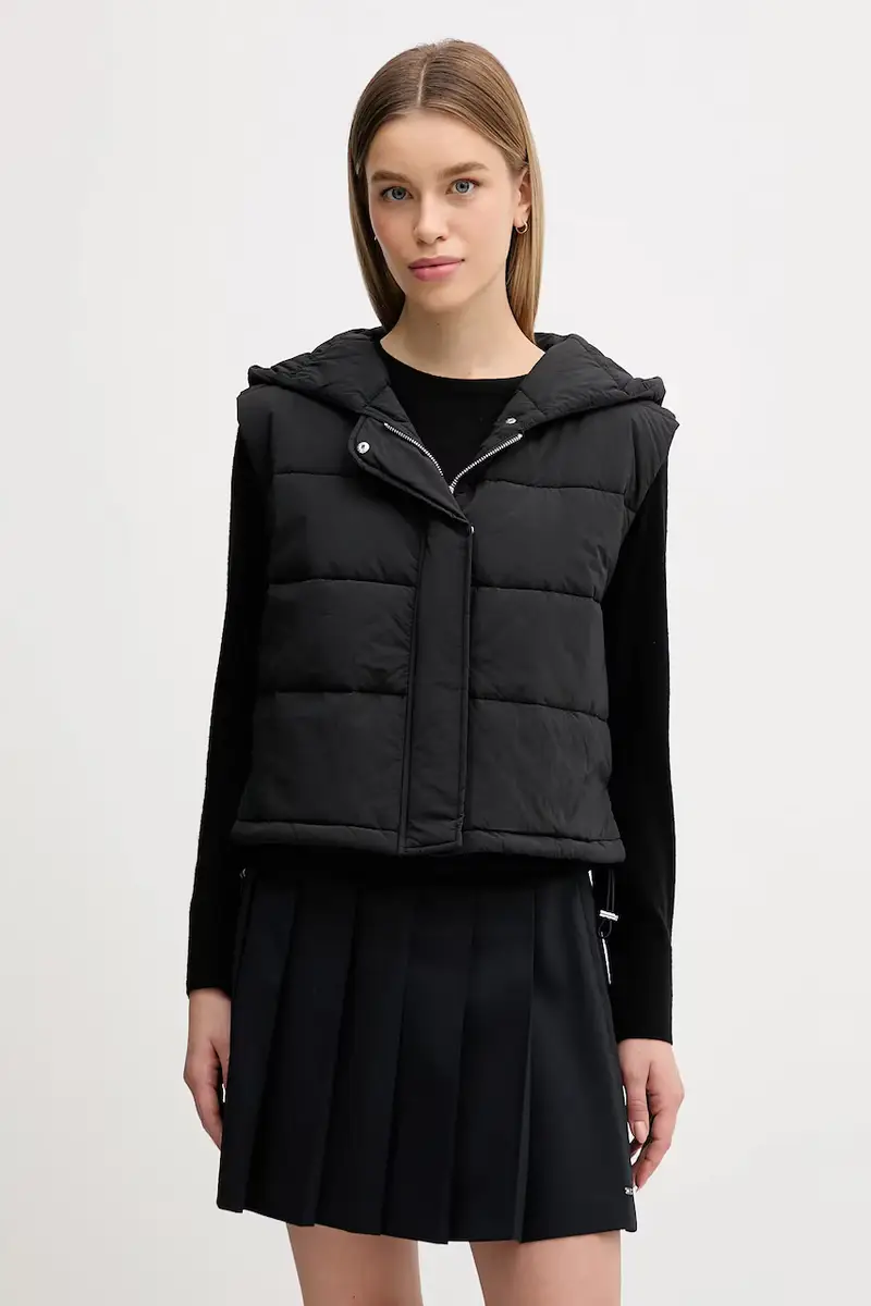 Sisley Smanicato Nero con Cappuccio per Donna