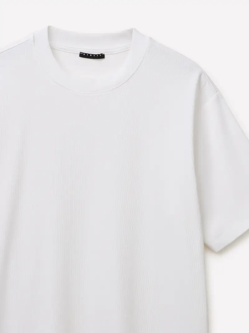 T-shirt A Costine, Uomo, Bianco miniatura 3
