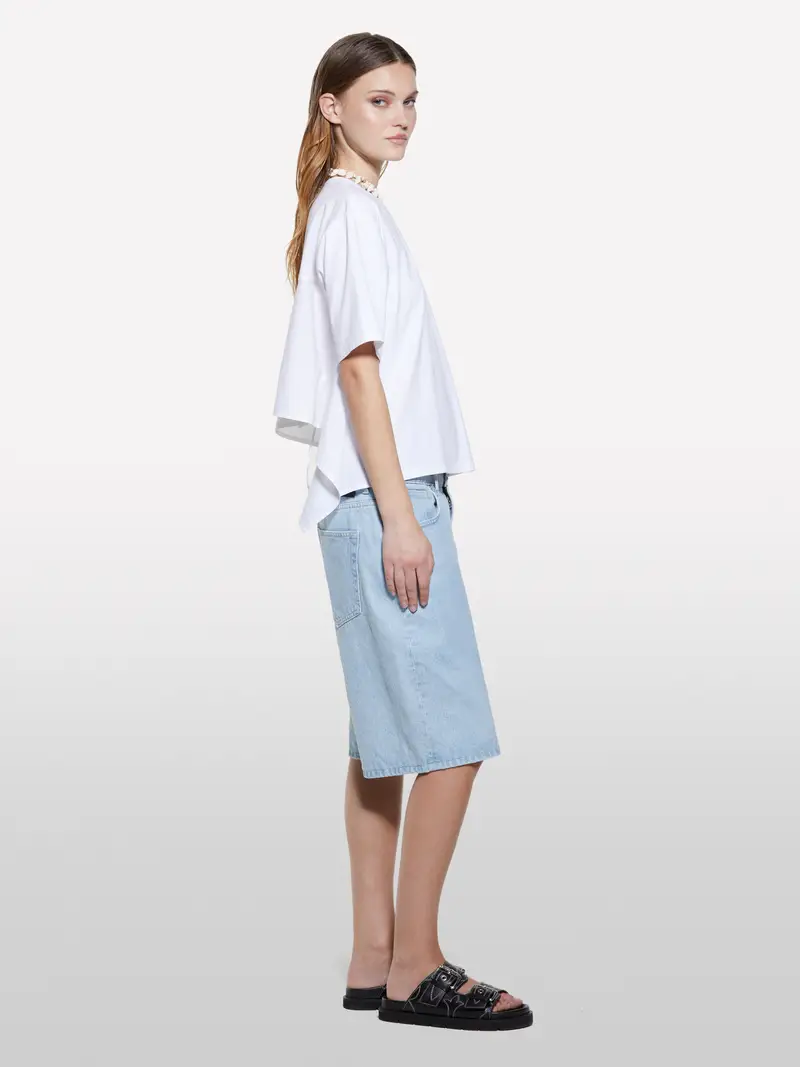 T-shirt Bianca Con Apertura Dietro, Donna, Bianco miniatura 2