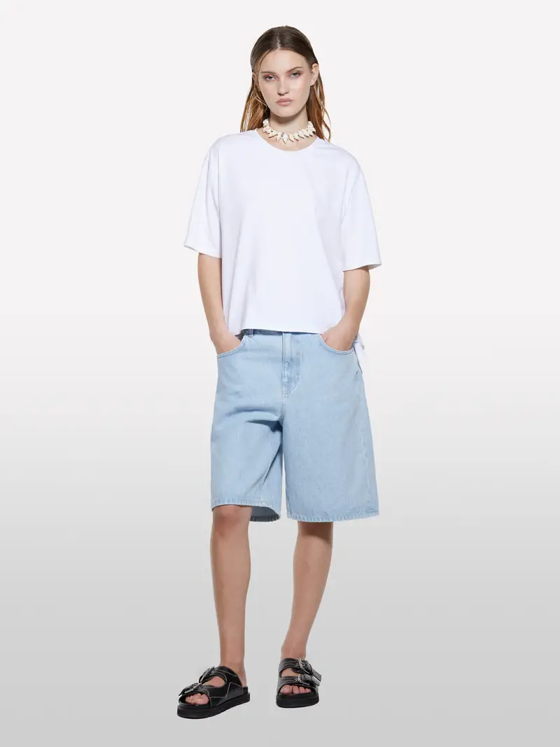 T-shirt Bianca Con Apertura Dietro, Donna, Bianco