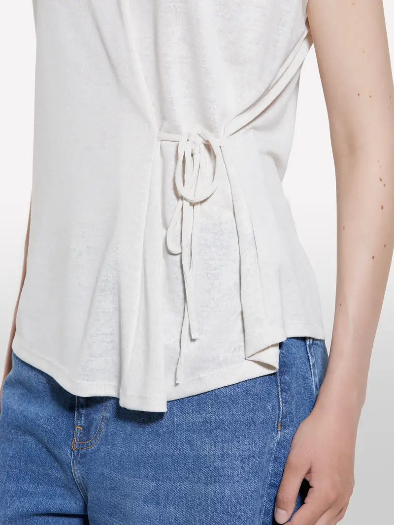 T-shirt Bianca Con Laccetti, Donna, Bianco miniatura 5