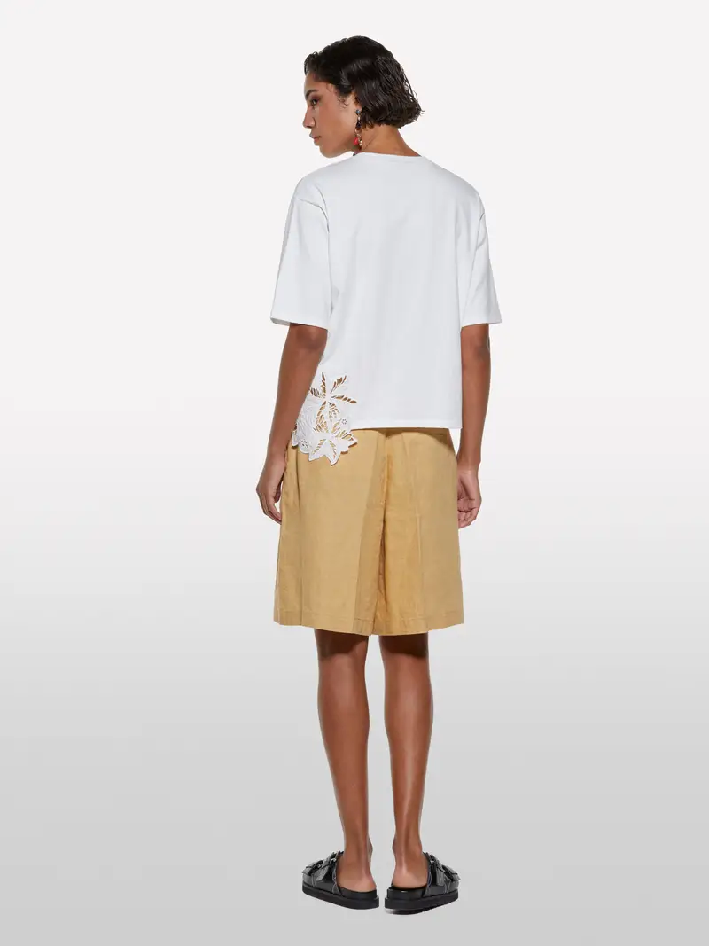 T-shirt Bianca Con Ricamo Asimmetrico, Donna, Bianco miniatura 3