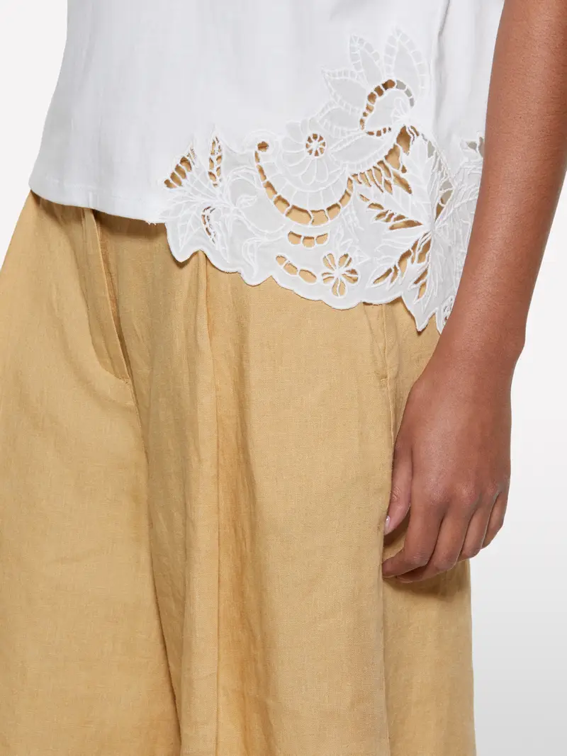 T-shirt Bianca Con Ricamo Asimmetrico, Donna, Bianco miniatura 5