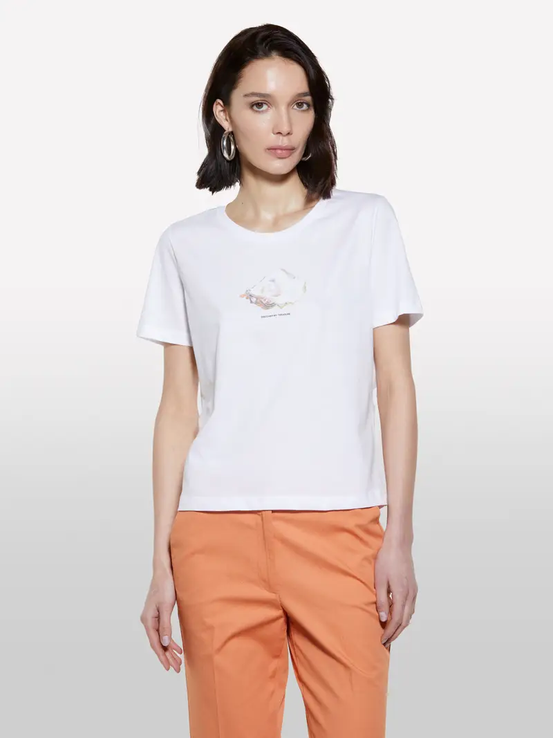 T-shirt Bianca Con Stampa Conchiglia, Donna, Bianco miniatura 4