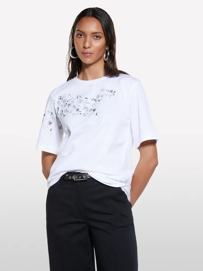 T-shirt Bianca Con Stampa, Donna, Bianco miniatura 4