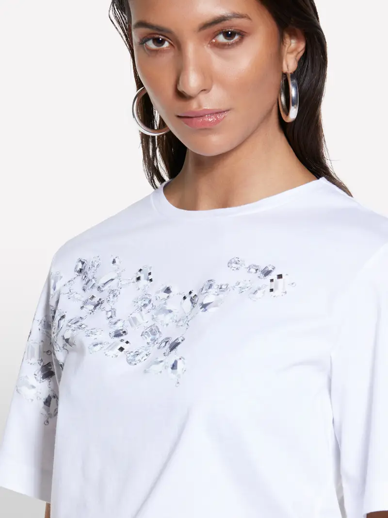 T-shirt Bianca Con Stampa, Donna, Bianco miniatura 5