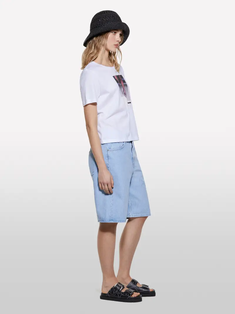 T-shirt Bianca Con Stampa Fotografica, Donna, Bianco miniatura 2