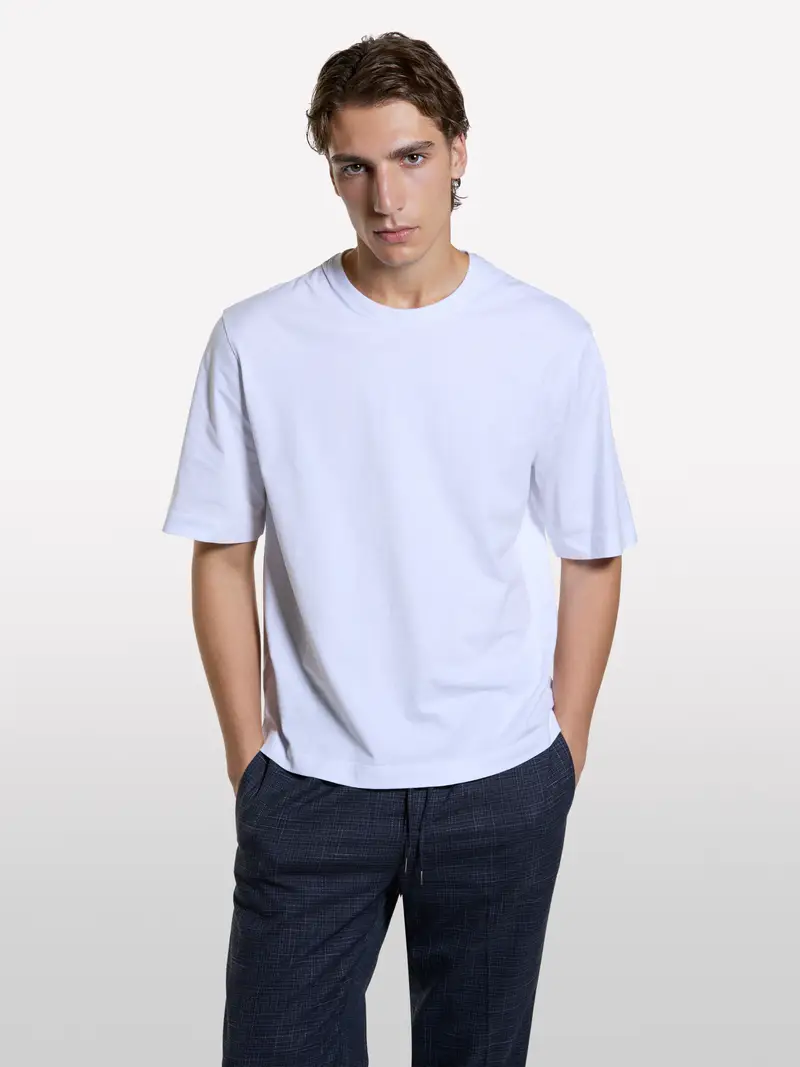 T-shirt Bianca Relaxed Fit, Uomo, Bianco miniatura 3
