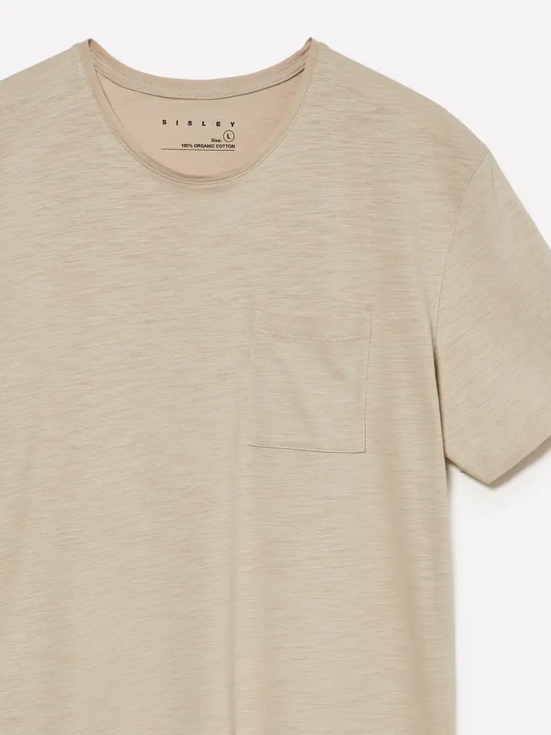 T-shirt Con Taschino, Uomo, Beige miniatura 3