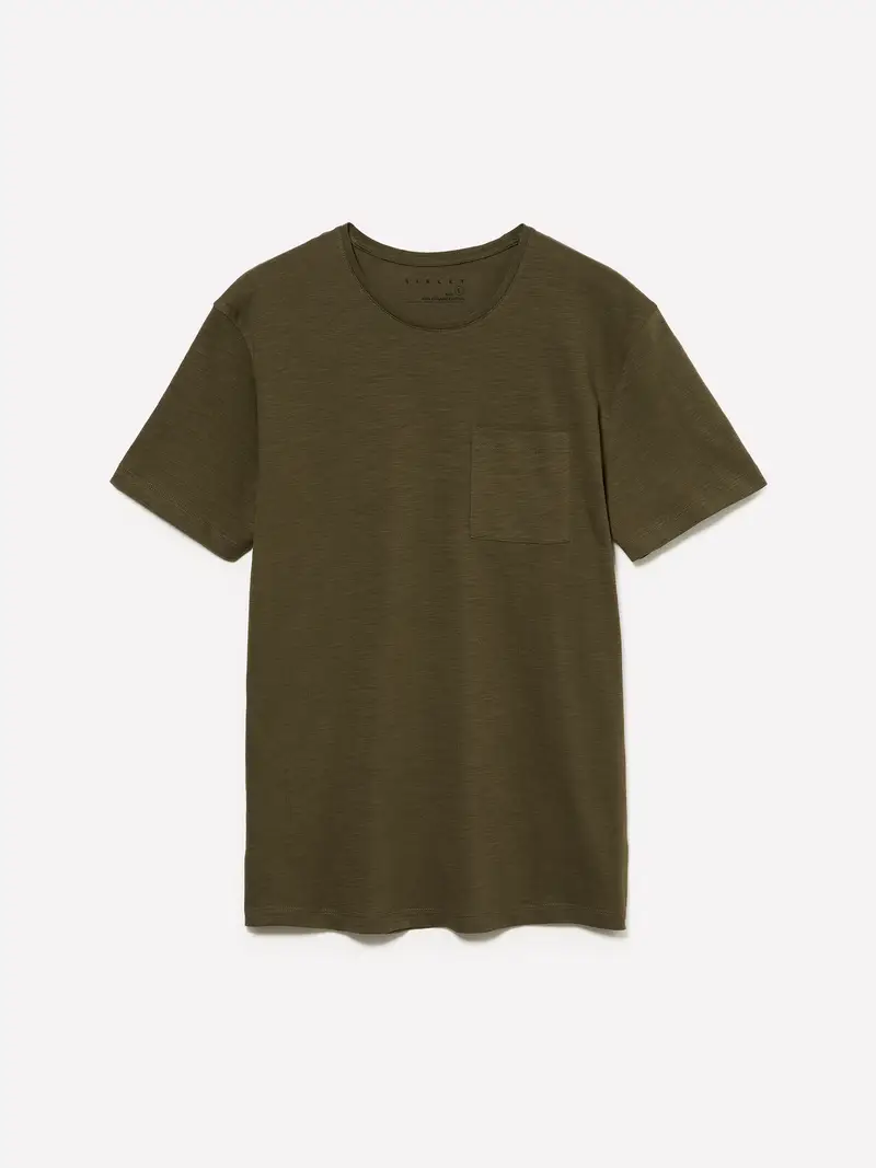 T-shirt Con Taschino, Uomo, Verde Militare