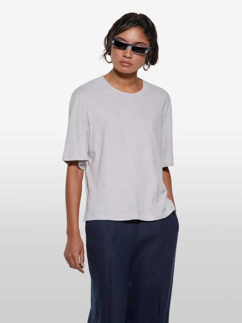 T-shirt Cropped Grigia, Donna, Grigio Chiaro miniatura 4