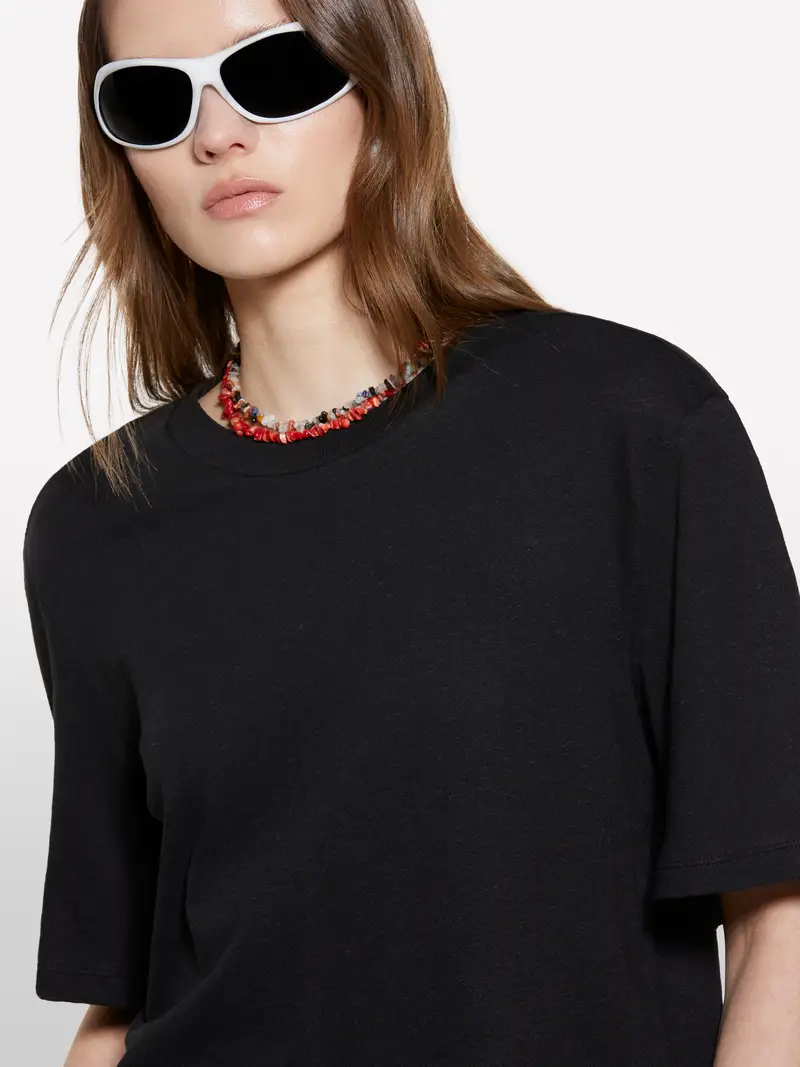 T-shirt Cropped Nera, Donna, Nero miniatura 5