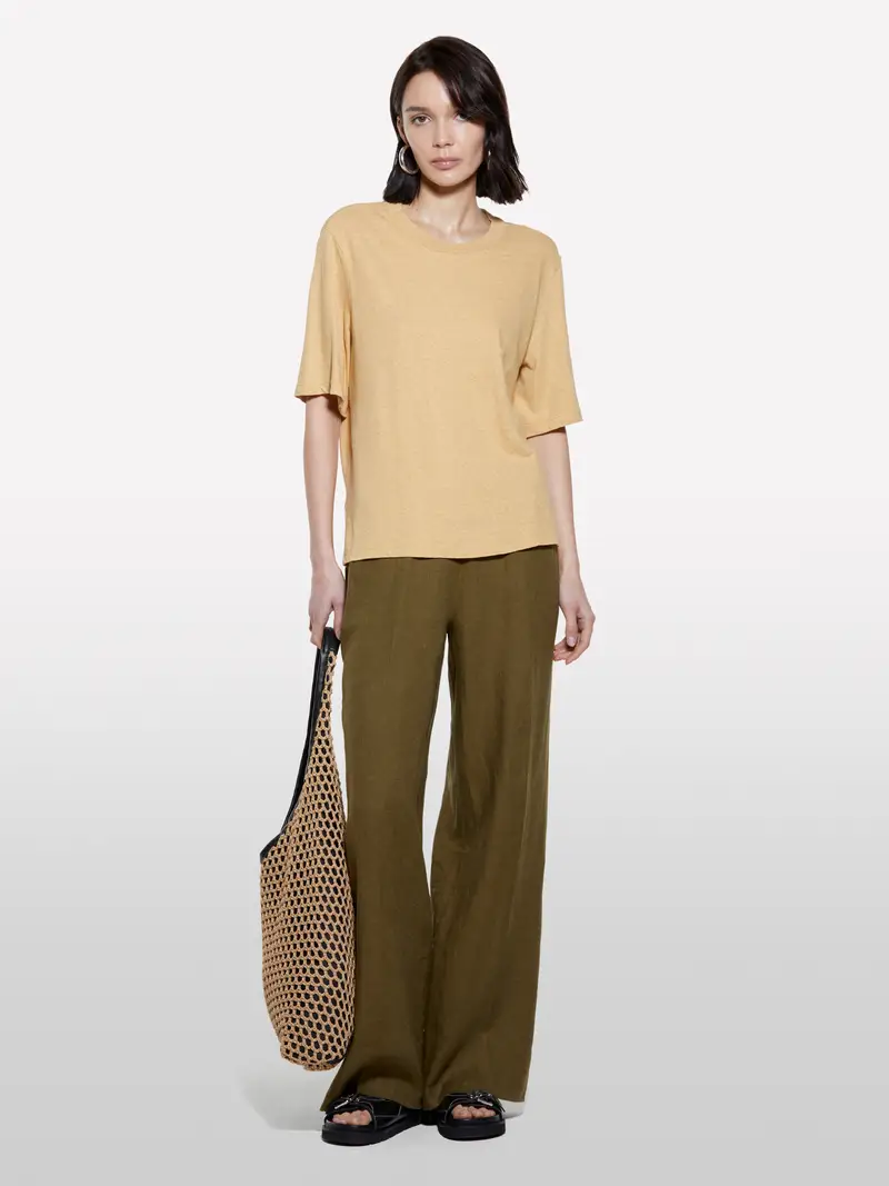 T-shirt Cropped Senape, Donna, Senape