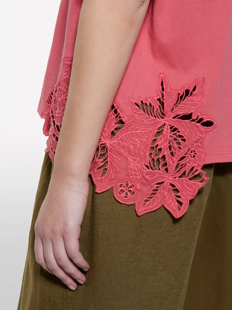 T-shirt Fard Con Ricamo Asimmetrico, Donna, Fard miniatura 5