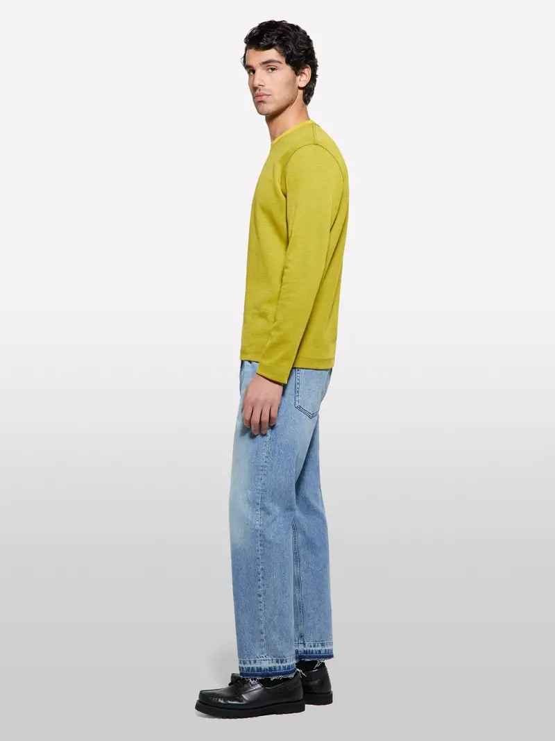 T-shirt Gialla A Maniche Lunghe Con Patch, Uomo, Giallo miniatura 2