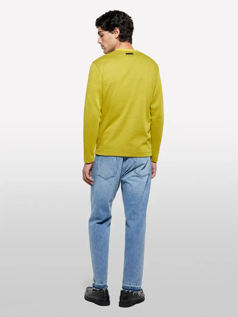 T-shirt Gialla A Maniche Lunghe Con Patch, Uomo, Giallo miniatura 3