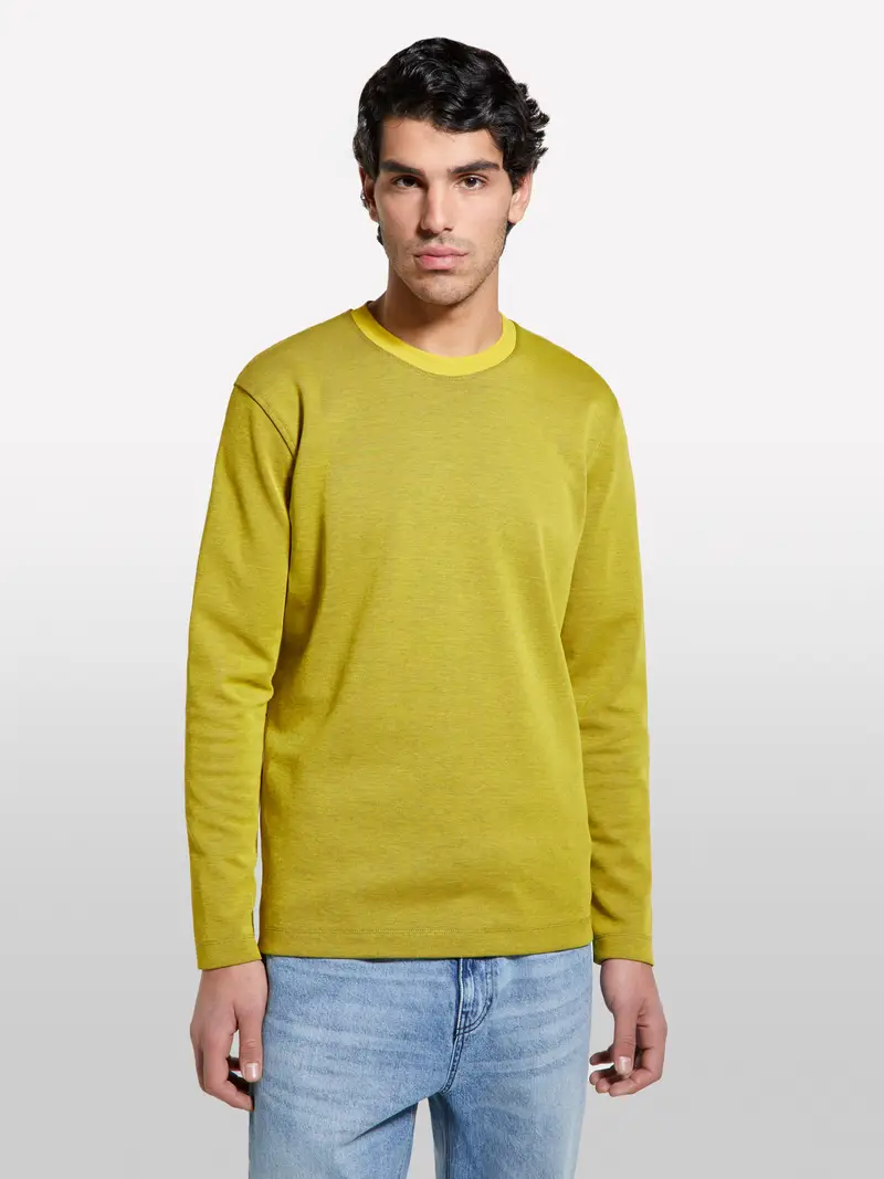 T-shirt Gialla A Maniche Lunghe Con Patch, Uomo, Giallo miniatura 4