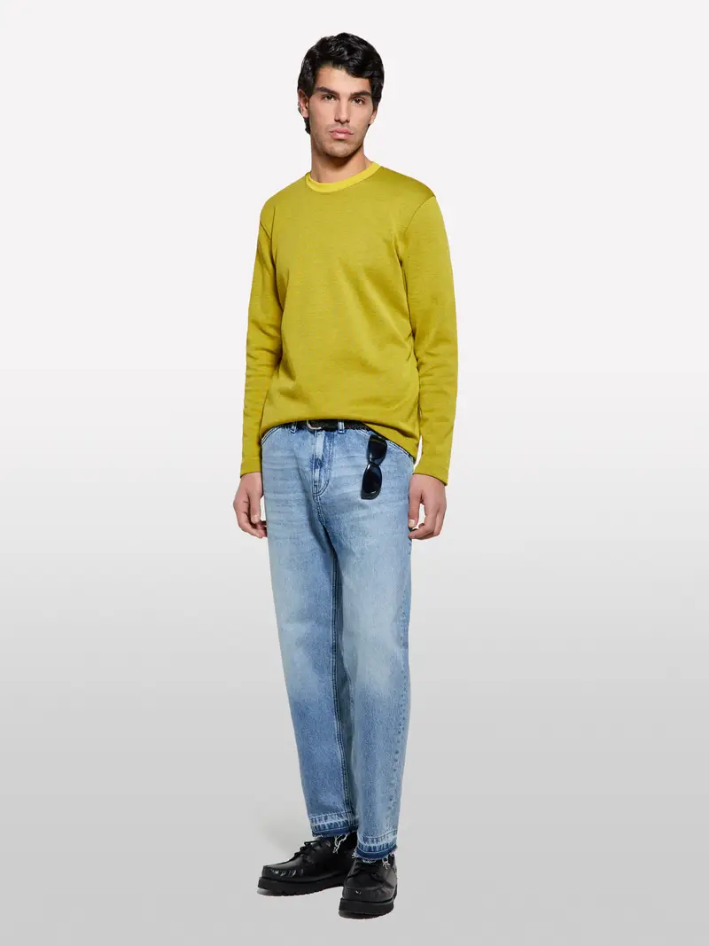 T-shirt Gialla A Maniche Lunghe Con Patch, Uomo, Giallo