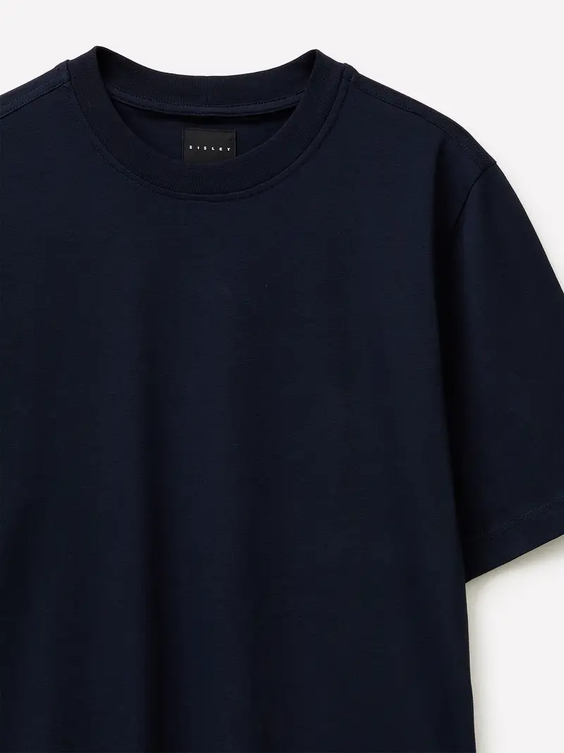 T-shirt Girocollo Regular Fit, Uomo, Blu Scuro miniatura 3