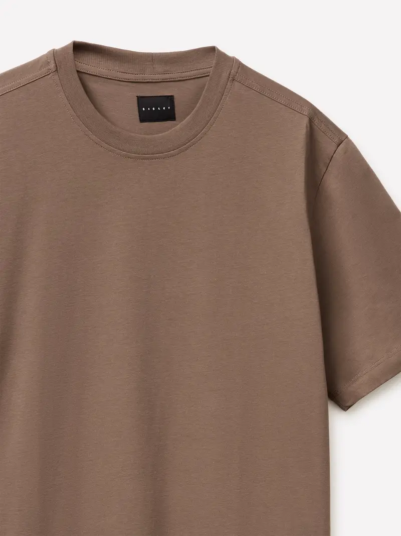 T-shirt Girocollo Regular Fit, Uomo, Marrone miniatura 3