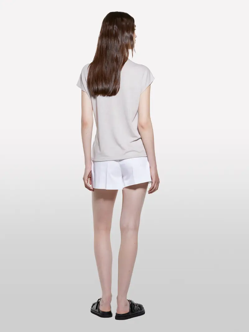 T-shirt Grigia Con Laccetti, Donna, Grigio Chiaro miniatura 3