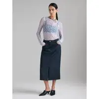 T-shirt In Pizzo Con Arriccio, Donna, Blu Chiaro miniatura 5