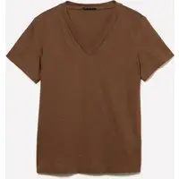 T-shirt Scollo A V, Donna, Marrone Scuro miniatura 4