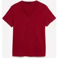 T-shirt Scollo A V, Donna, Rosso miniatura 4