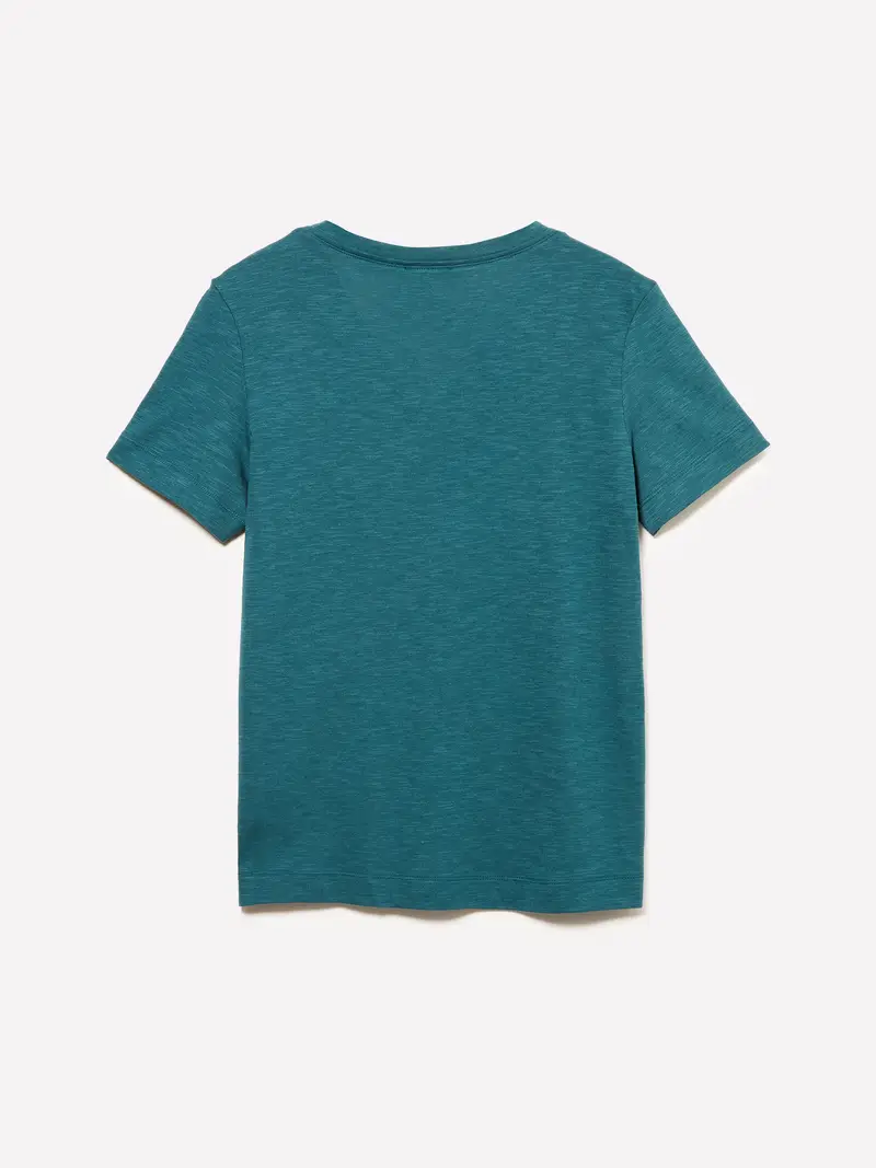 T-shirt Scollo A V, Donna, Verde Ottanio miniatura 2