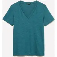 T-shirt Scollo A V, Donna, Verde Ottanio miniatura 4