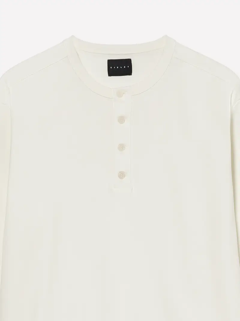 T-shirt Serafino, Uomo, Bianco Panna miniatura 3