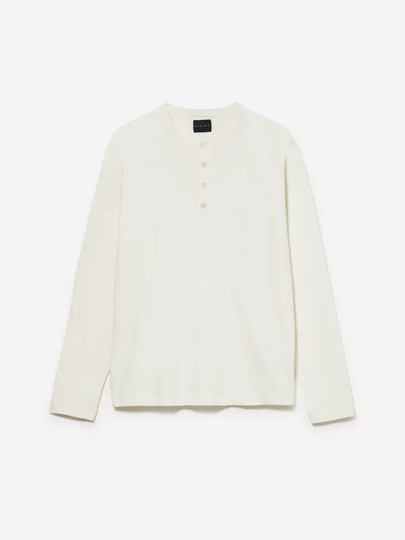 T-shirt Serafino, Uomo, Bianco Panna