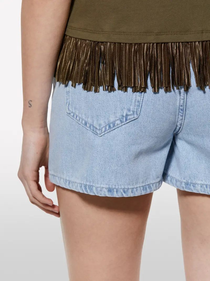 T-shirt Verde Militare Con Frange Sul Fondo, Donna, Verde Militare miniatura 5