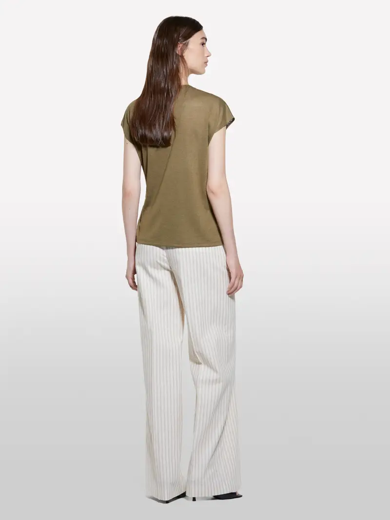 T-shirt Verde Militare Con Laccetti, Donna, Verde Militare miniatura 3