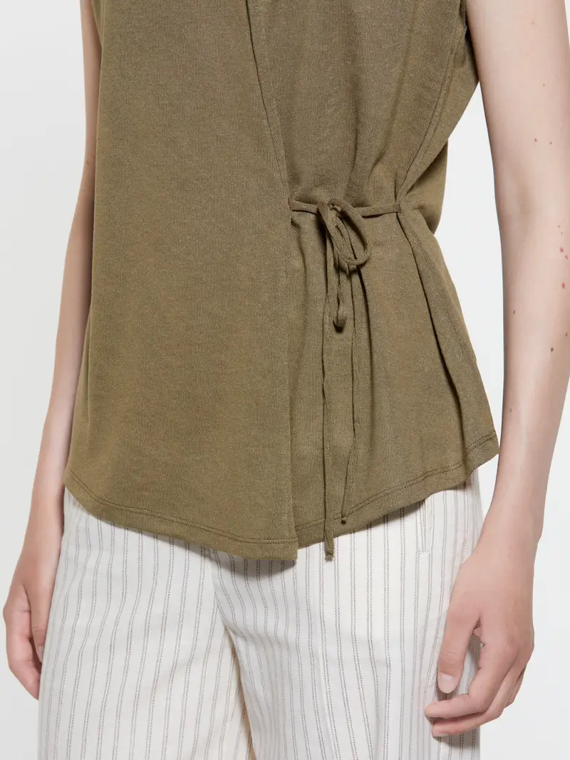 T-shirt Verde Militare Con Laccetti, Donna, Verde Militare miniatura 5