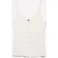 Top Bianco Panna Con Bottoni, Donna, Bianco Panna miniatura 2