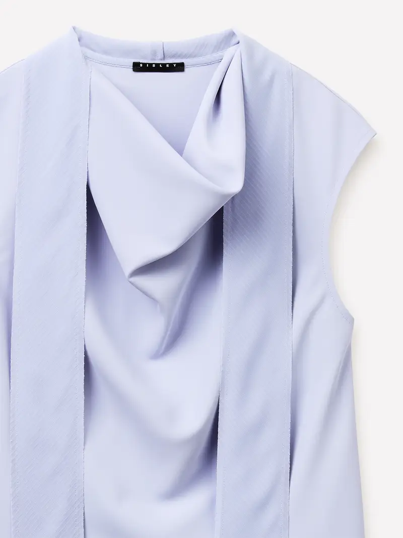 Top Con Sciarpina, Donna, Blu Chiaro miniatura 3