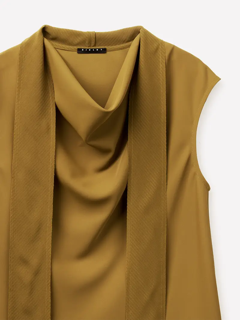 Top Con Sciarpina, Donna, Olive Green miniatura 3