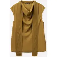 Top Con Sciarpina, Donna, Olive Green miniatura 4