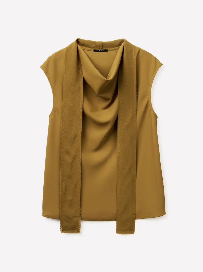 Top Con Sciarpina, Donna, Olive Green