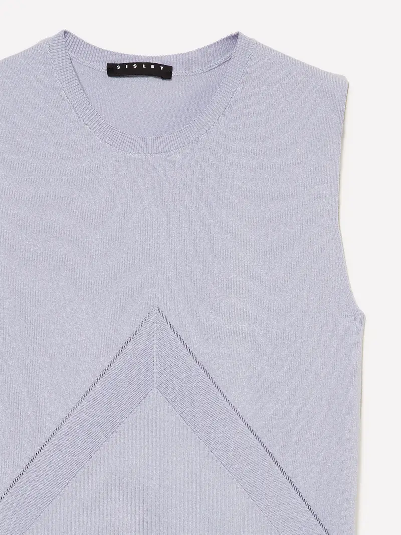 Top In Maglia A Costine, Donna, Blu Chiaro miniatura 3