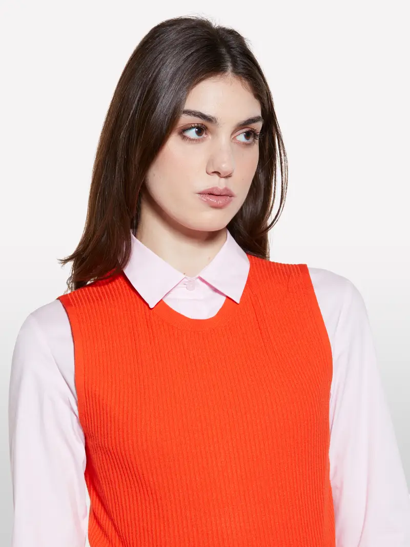 Top In Maglia Arancione, Donna, Arancione miniatura 5