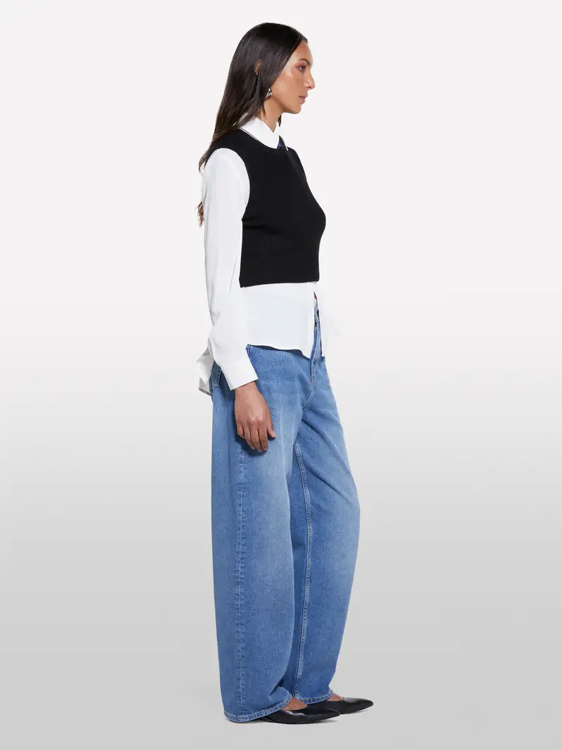 Top In Maglia Nero, Donna, Nero miniatura 2