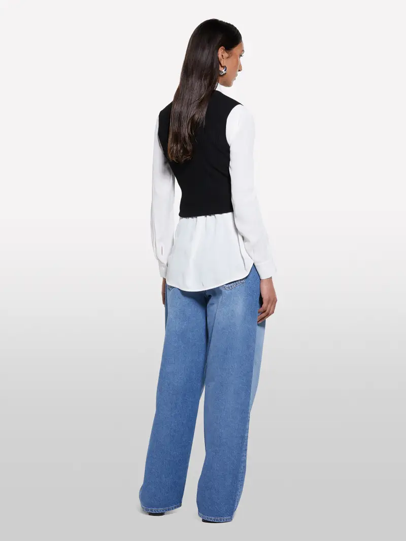 Top In Maglia Nero, Donna, Nero miniatura 3