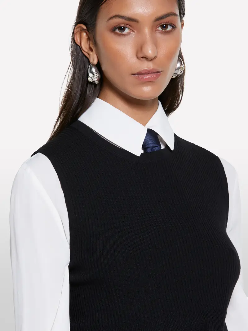 Top In Maglia Nero, Donna, Nero miniatura 5