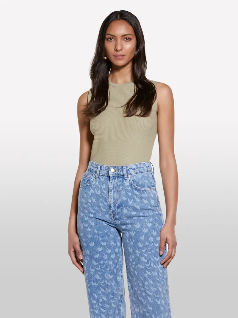 Top In Maglia Verde Militare, Donna, Verde Militare miniatura 4