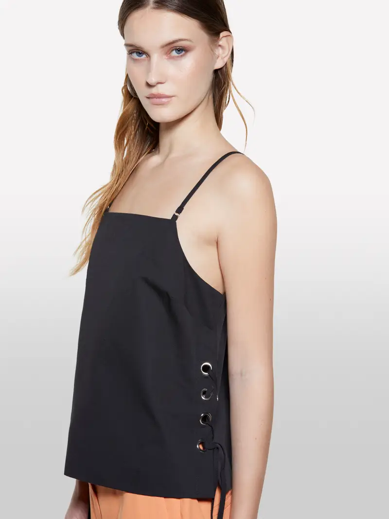 Top Nero Con Laccetti, Donna, Nero miniatura 5