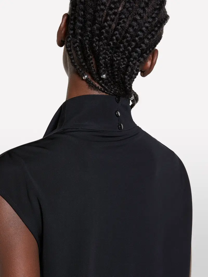 Top Nero Drappeggiato, Donna, Nero miniatura 5