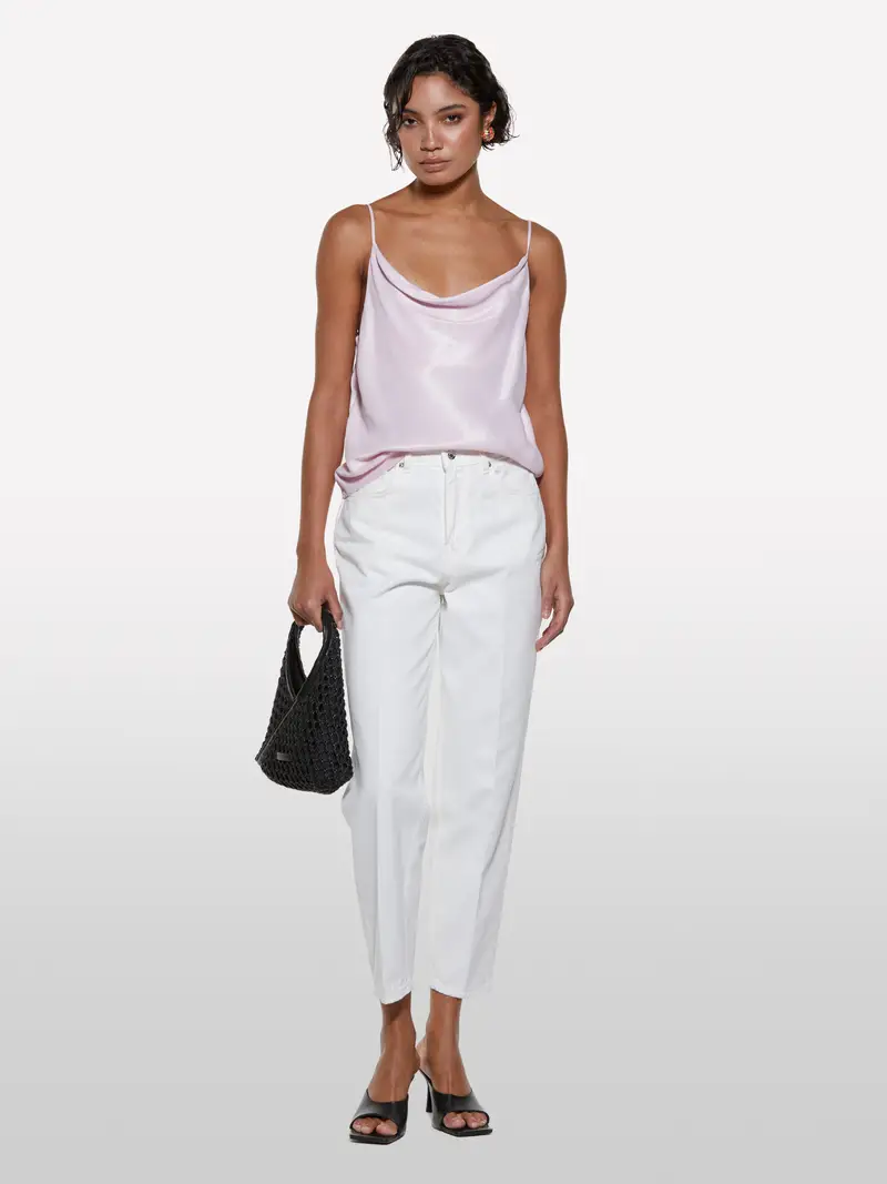 Top Rosa In Satin, Donna, Rosa Tenue